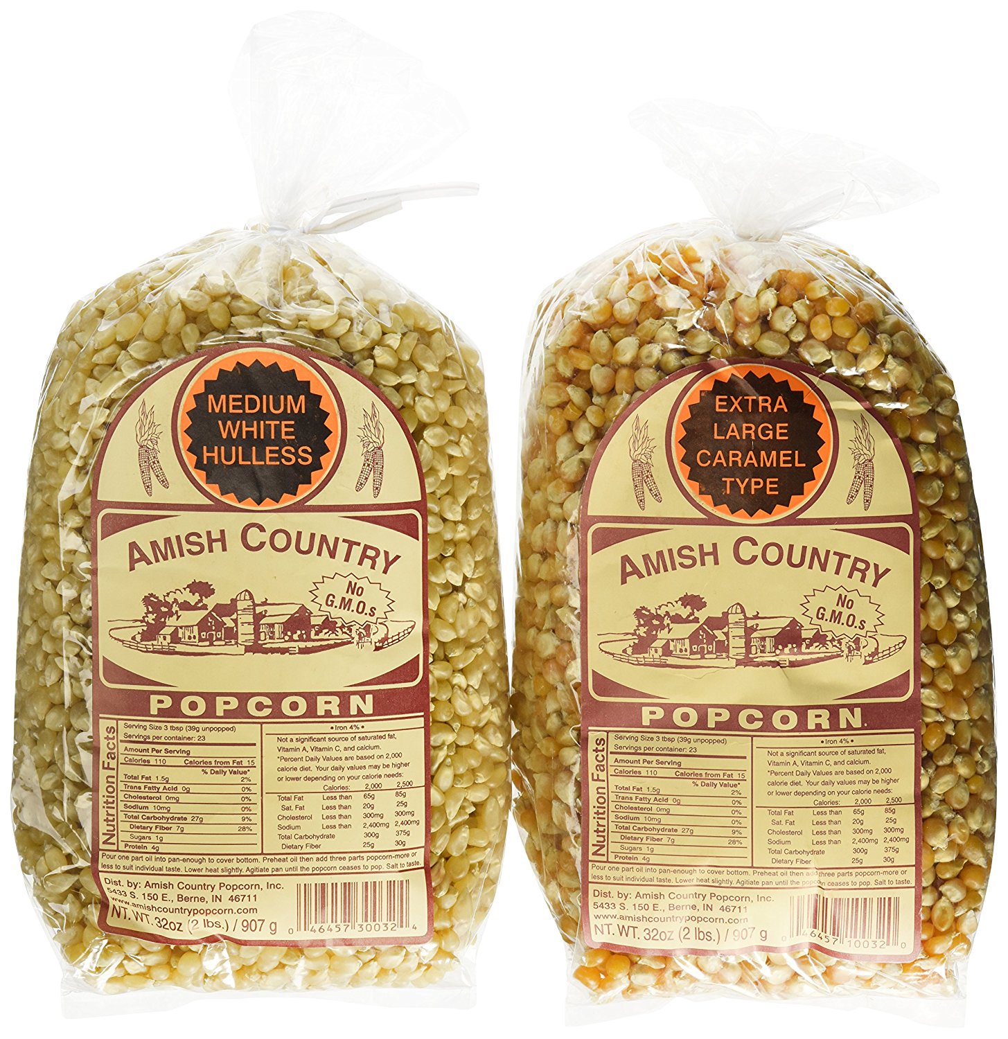 Amish Country Popcorn Variety 2 Bags 2 Lbs Each Total 4 Lbs Non Gmo